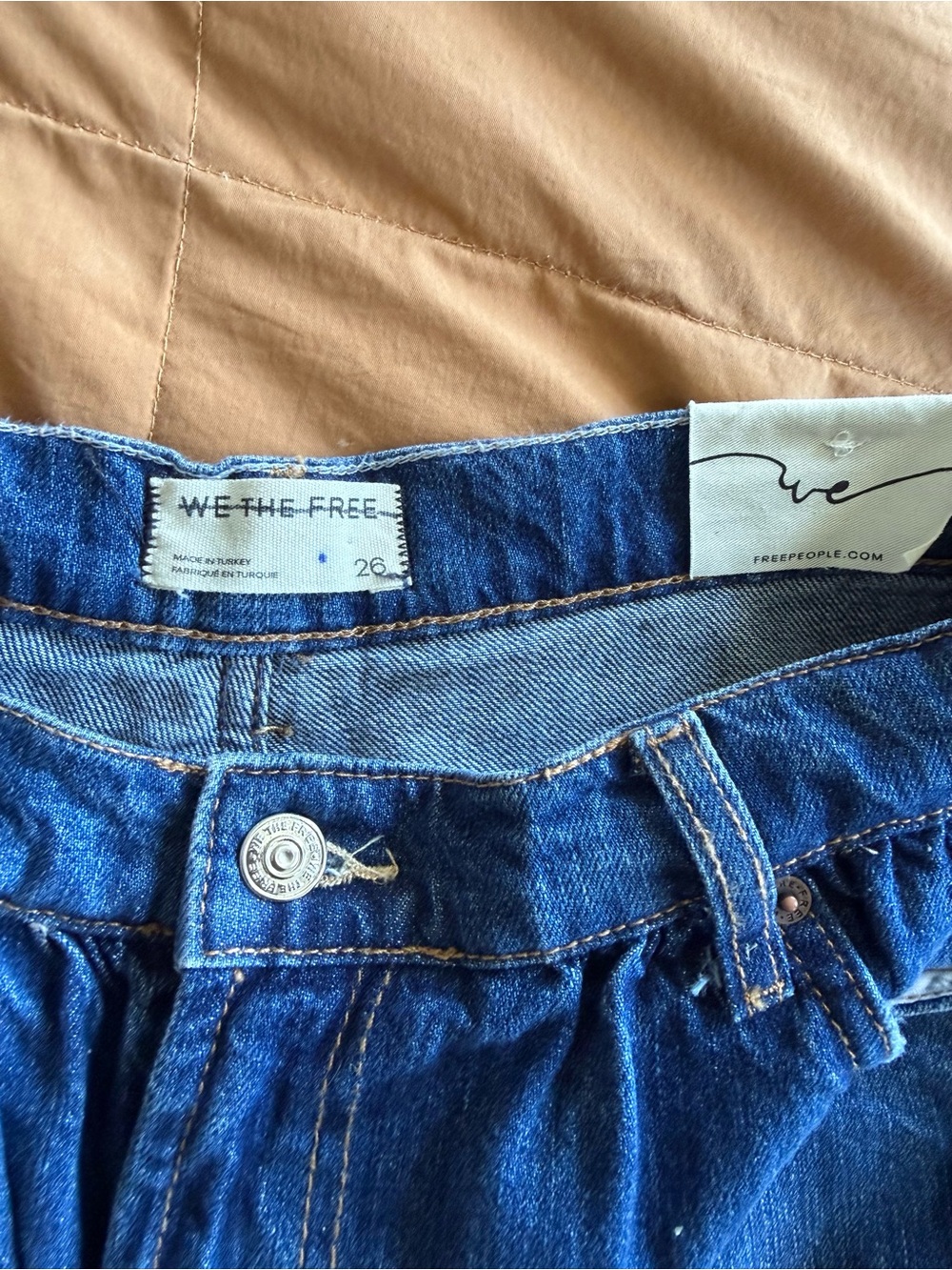 NEW We The Free Demi Denim Mini Skort Medium Wash Sz 26 Mid Rise A Line Fit - Picture 2 of 5